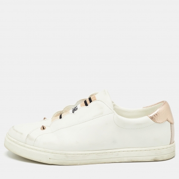 مملوكة مسبقًا Fendi White Leather Rockoclick Slip On Sneakers Size 38