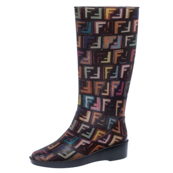 مملوكة مسبقًا Fendi Mulitcolor Zucca PVC Rain Boots Size 40