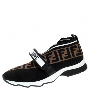 Pre Owned Fendi Multicolor FF Monogram Knit Fabric Rockoko Sneakers Size 41