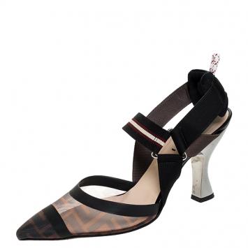 Pre Owned Fendi Multicolor Mesh Colibri Slingback Sandals Size 39