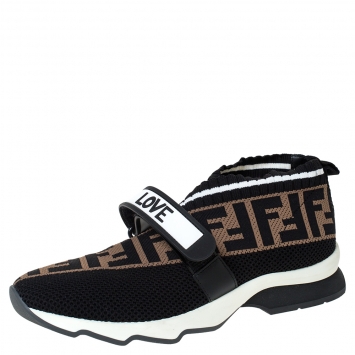 Pre Owned Fendi Multicolor FF Monogram Knit Fabric Rockoko Sneakers Size 38