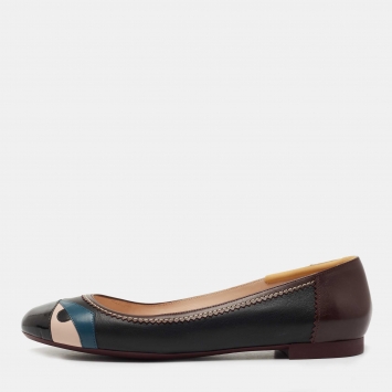 Pre Owned Fendi Multicolor Patent and Leather Monster Eye Round Ballet Flats Size 40