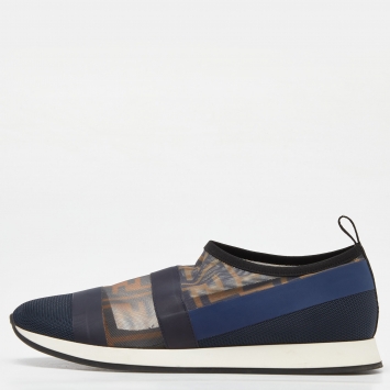 مملوكة مسبقًا Fendi Multicolor Stretch Mesh/Rubber and Nylon Runaway Slip-On Sneakers Size 36.5