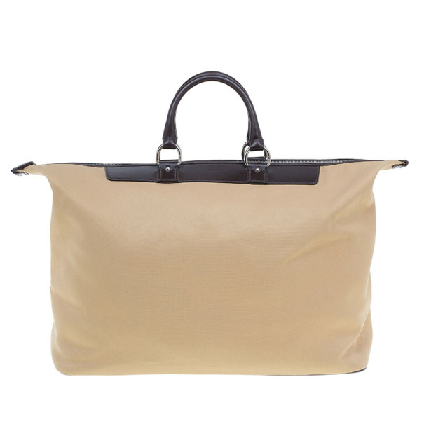Fendi Beige Canvas Selleria Large Luggage Bag