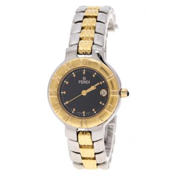 Pre Owned Fendi Black Two Tone Stainless Steel 900L Women's Wristwatch 26 mm