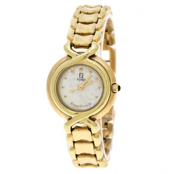Pre Owned Fendi Yellow Mother of Pearl Gold Tone 700L Women's Wristwatch 25 mm