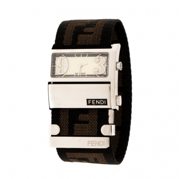 Pre Owned Fendi White Stainless Steel Diamond Zip Code 1120L Women's Wristwatch 38 mm