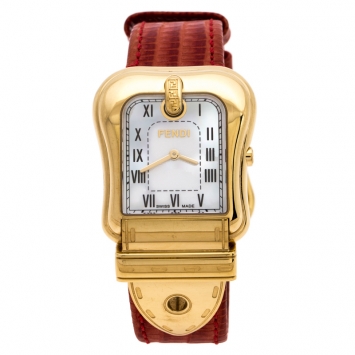 Pre Owned Fendi Mother of Pearl Gold Plated Stainless Steel B.Fendi 3800G Women's Wristwatch 33 mm