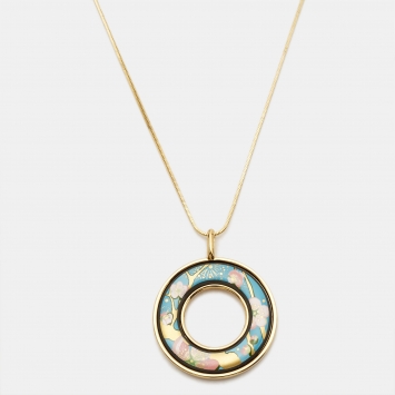 Pre Owned Frey Wille Hommage A'Vincent Van Gogh Fire Enamel Gold Tone Necklace