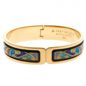 Pre Owned Frey Wille Hommage À Alphonse Mucha Fire Enamel Gold Plated Clasp Ballerina Bracelet XS