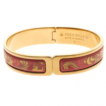 Pre Owned Frey Wille Magic Sphinx Pink Fire Enamel Gold Plated Regina Bracelet