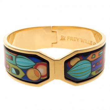 Pre Owned Frey Wille Hommage à Hundertwasser Street Rivers Fire Enamel Contessa Clasp Bracelet S