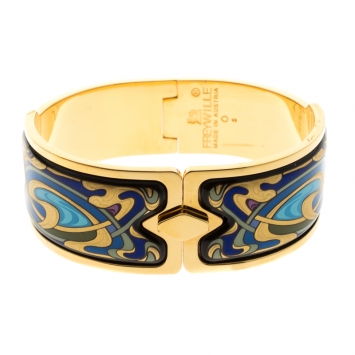Pre Owned Frey Wille Hommage À Alphonse Mucha Fire Enamel Gold Plated Royal Clasp Bracelet S