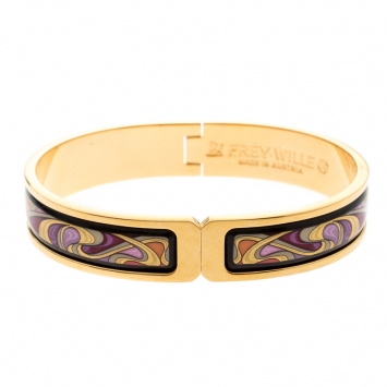 Pre Owned Frey Wille Hommage À Alphonse Mucha Fire Enamel Gold Plated Clasp Ballerina Bangle Bracelet