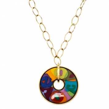 Pre Owned Frey Wille Ode to the joy of life Endless Love Fire Enamel Pendant Necklace 