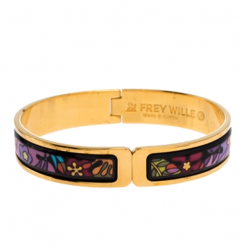 Pre Owned Frey Wille Multicolor Flower Fire Enamel Gold Plated Ballerina Clasp Bracelet 