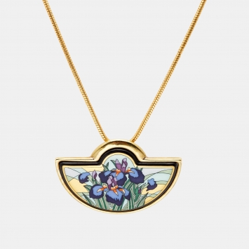 Pre Owned Frey Wille Fire Enamel Gold Tone Necklace