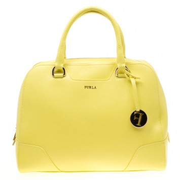 Pre Owned Furla Yellow Leather Top Handle Bag