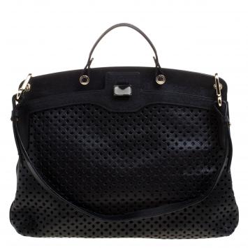 Pre Owned Furla Black Leather Limited Edition Piper Lux Top Handle Bag