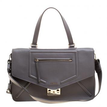 Pre Owned Furla Grey Leather Alice Top Handle Bag