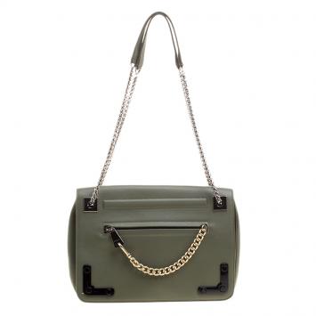 Pre Owned Furla Olive Green Leather Diana Shoulder Bag