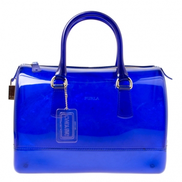 Pre Owned Furla Clear Blue Rubber Candy Satchel