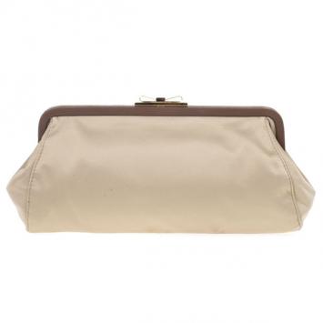 Pre Owned Furla Taupe Evening Clutch