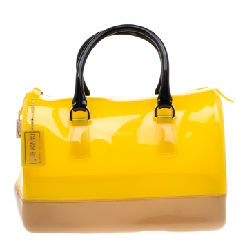 Pre Owned Furla Tricolor Glossy Rubber Candy Satchel