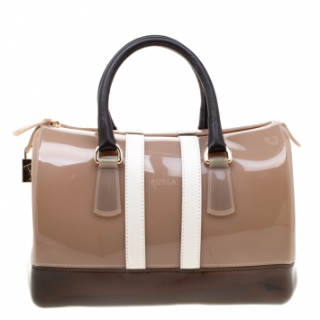 Pre Owned Furla Tri Color Rubber and Leather Candy Satchel