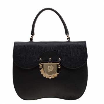 Pre Owned Furla Black Leather Ducale Top Handle Bag