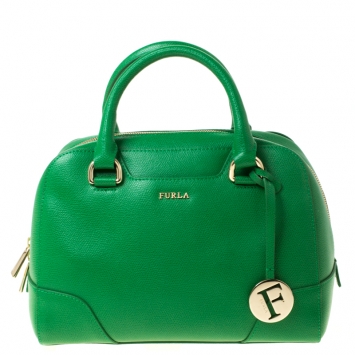 Pre Owned Furla Green Leather Dolly Satchel