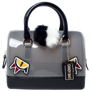 Pre Owned Furla Grey Rubber Small Candy Jungle Cookie Satchel