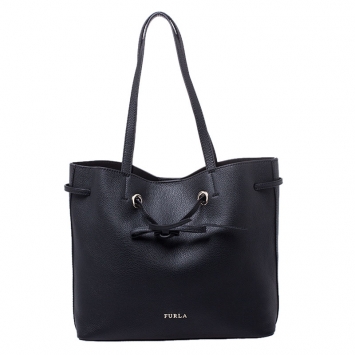 Pre Owned Furla Black Leather Costanza Tote