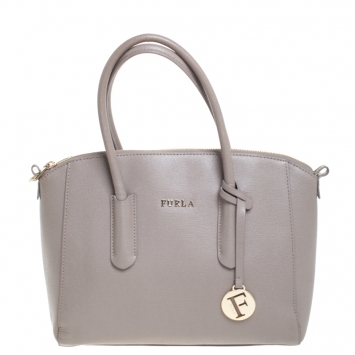 Pre Owned Furla Grey Leather Back Giada Satchel 