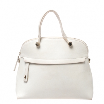Pre Owned Furla Cream Leather Piper Dome Satchel