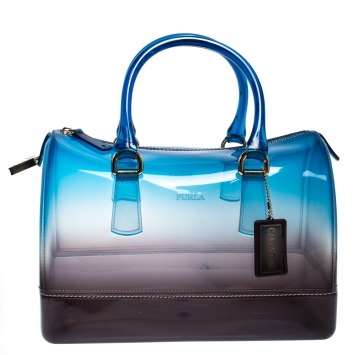 Pre Owned Furla Blue/Black Ombre Rubber Candy Satchel