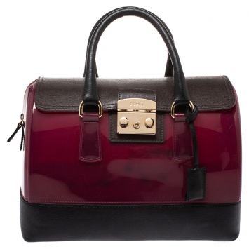 Pre Owned Furla Tricolor Rubber and Leather Candy Satchel