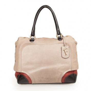 Pre Owned Furla Tan Royal Popper Colour Block Tote