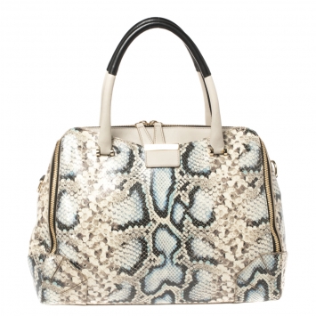 Pre Owned Furla Multicolor Python Embossed Leather Satchel