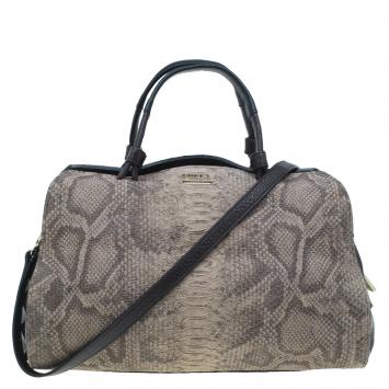Pre Owned Furla Beige/Brown Python Embossed Leather Venus Satchel