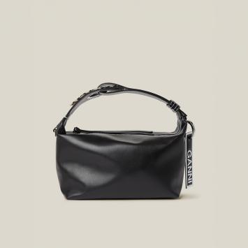 Pre Owned Ganni Black Leather Shoulder Bag
