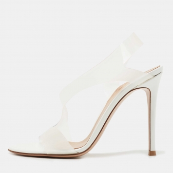 Pre Owned Gianvito Rossi White PVC Metropolis Sandals Size 37