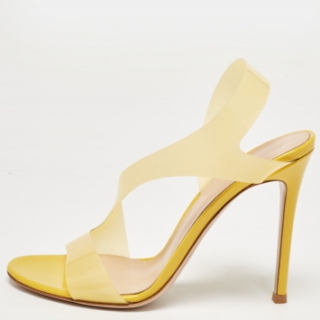 Pre Owned Gianvito Rossi Yellow PVC Metropolis Sandals Size 37
