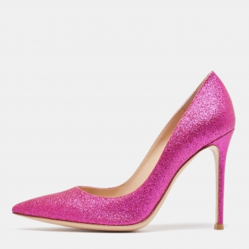 Pre Owned Gianvito Rossi Pink Glitter Gianvito Pumps Size 38