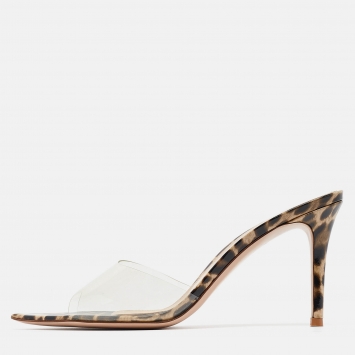 Pre Owned Gianvito Rossi Transparent PVC Elle Slide Sandals Size 38.5