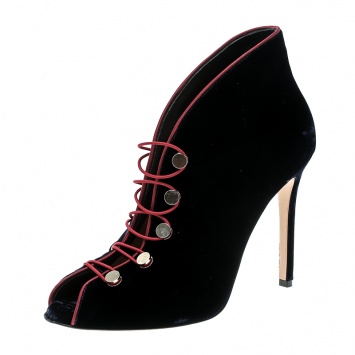 Pre Owned Gianvito Rossi Blue Velvet Miral Open Toe Booties Size 38