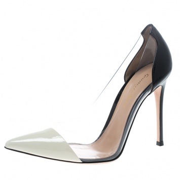 Pre Owned Gianvito Rossi Monochrome Patent Leather and PVC Plexi Pumps Size 39