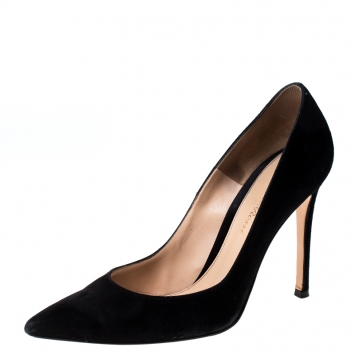 Pre Owned Gianvito Rossi Black Suede Pointed Toe Pumps Size 36