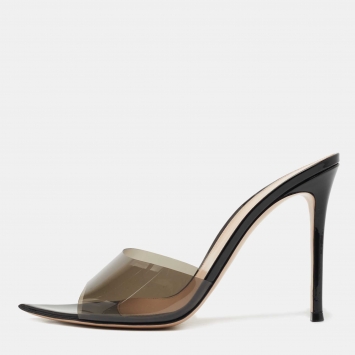 Pre Owned Gianvito Rossi Black PVC Elle 105 Slide Sandals Size 41