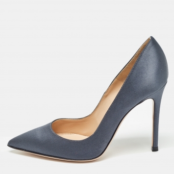 Pre Owned Gianvito Rossi Blue Satin Gianvito Pumps Size 36.5 